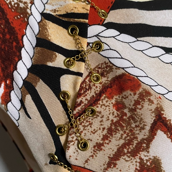 Cache Black, Tan & White Animal Print Dress Excellent Medium Size - Picture 3 of 8